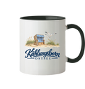 Zweifarbige Keramiktasse 330 ml Kühlungsborn – Strandkorb & Ostsee, Black, Shirtigo-Originalmockup der bedruckten Vorderseite.