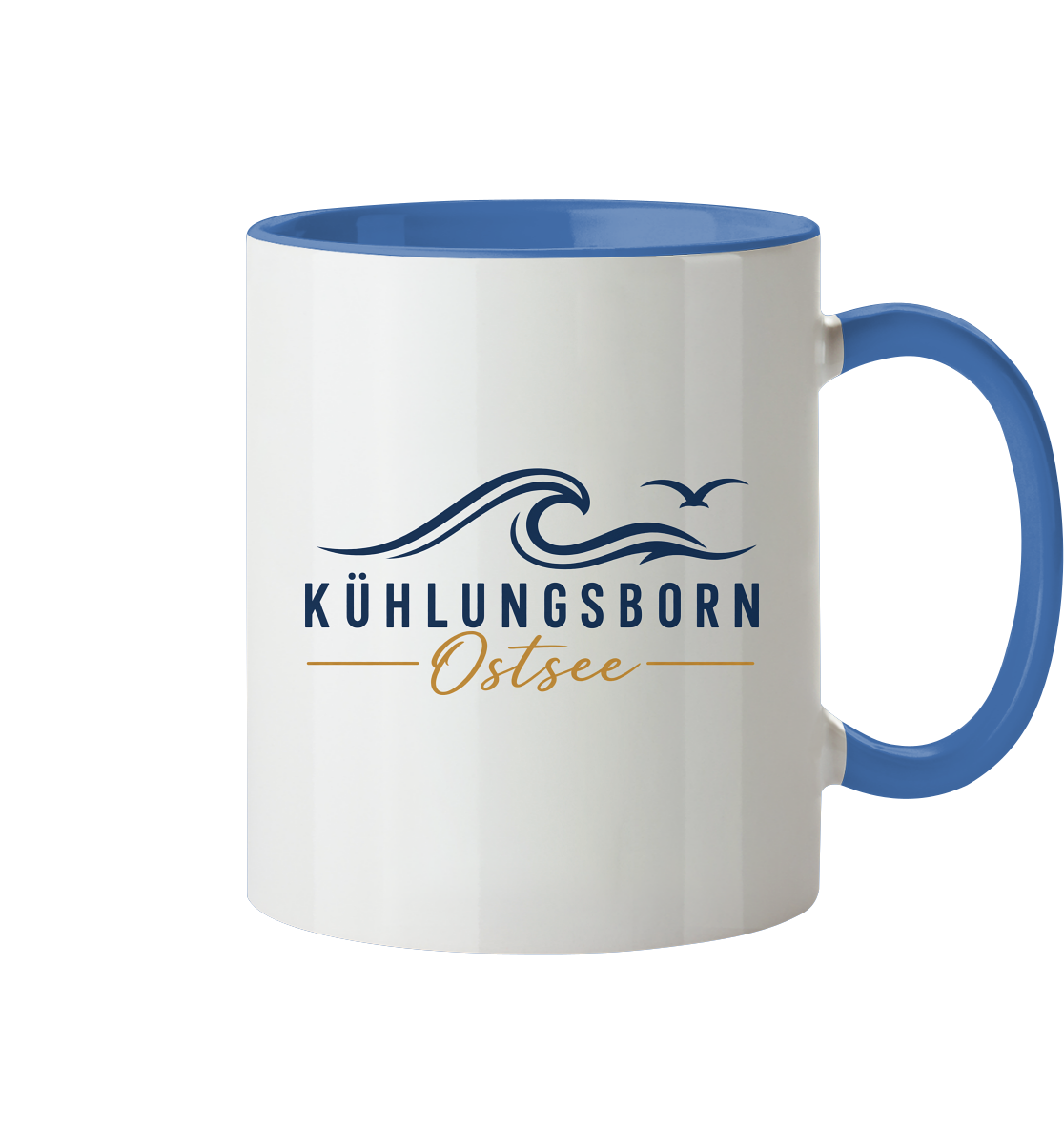 Kühlungsborn Baltic Waves Zweifarbige Keramiktasse 330 ml Light Edition in Cambridge Blue – originales Shirtigo-Produktmockup