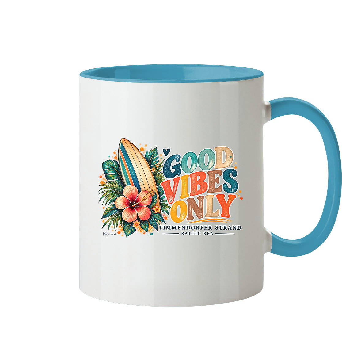 Timmendorfer Surf Vibes - Backprint - Tasse zweifarbig