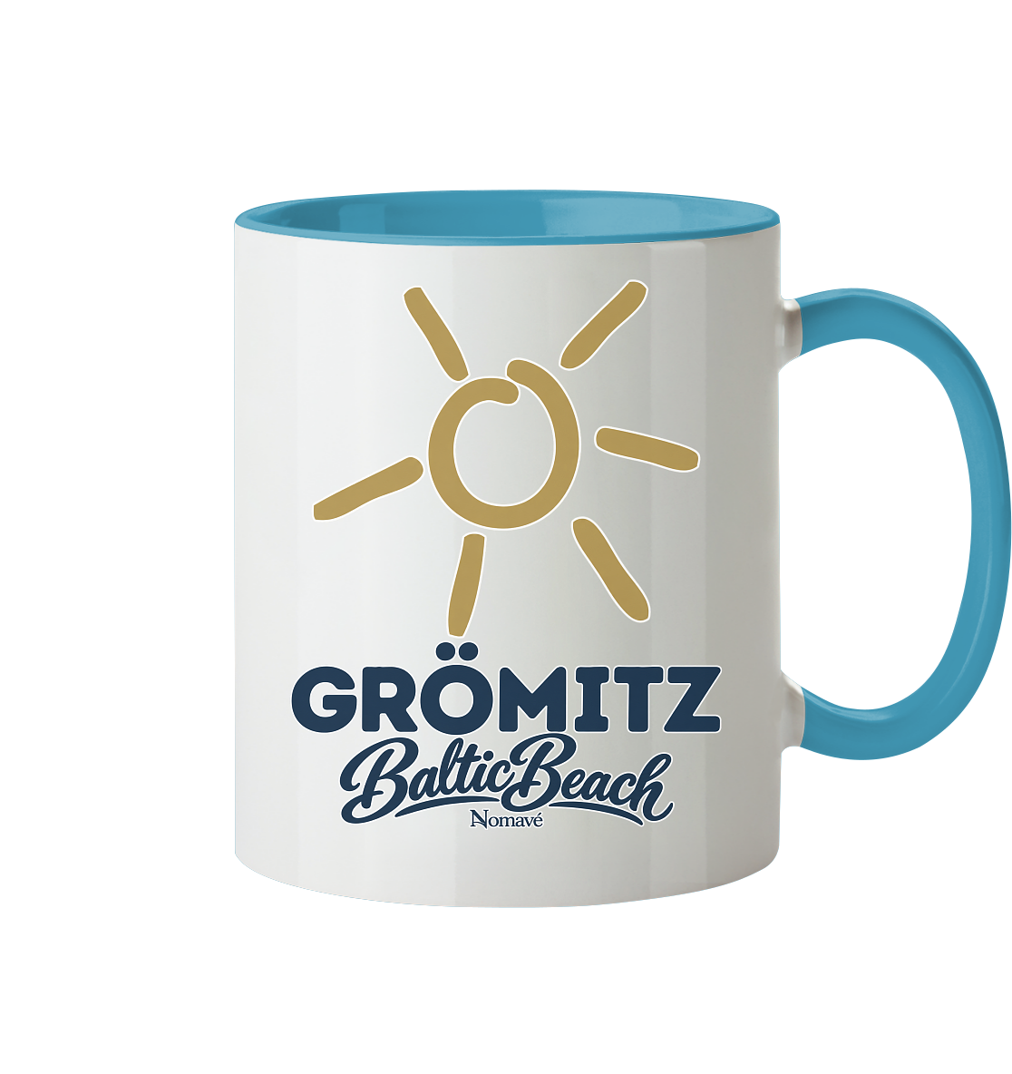 Zweifarbige Tasse 330 ml Grömitz Sonne Baltic Beach – Hellblau, Shirtigo-Originalmockup 9