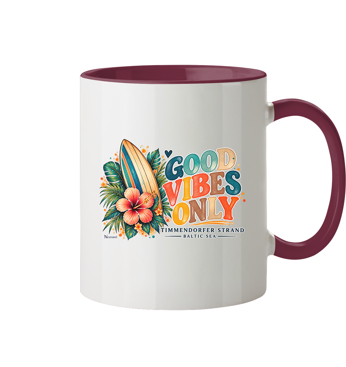Timmendorfer Surf Vibes - Backprint - Tasse zweifarbig