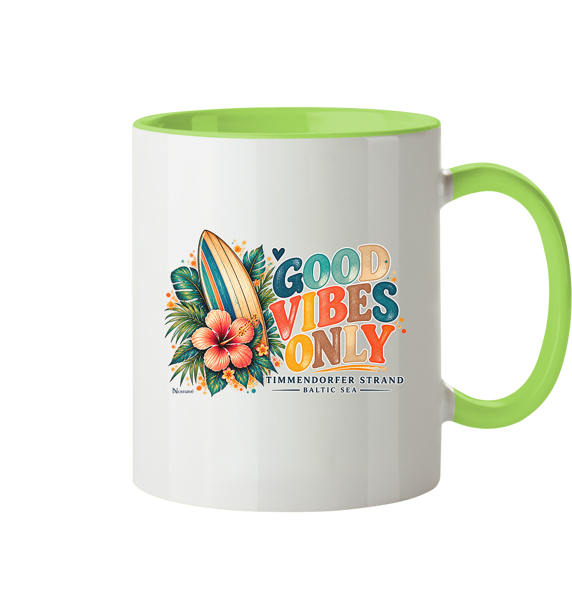 Timmendorfer Surf Vibes - Backprint - Tasse zweifarbig