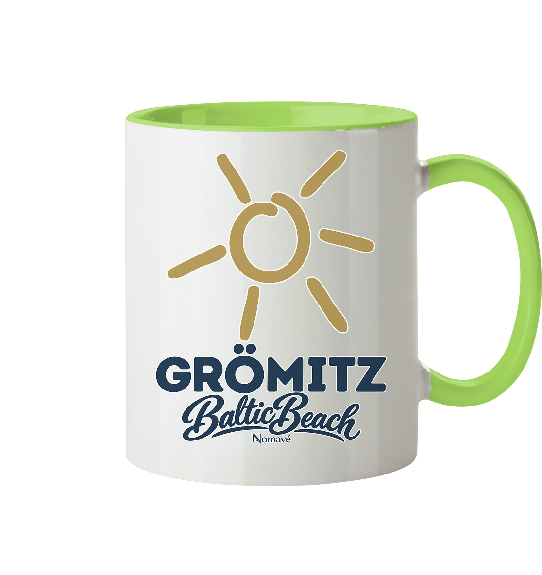 Zweifarbige Tasse 330 ml Grömitz Sonne Baltic Beach – Hellgrün, Shirtigo-Originalmockup 7