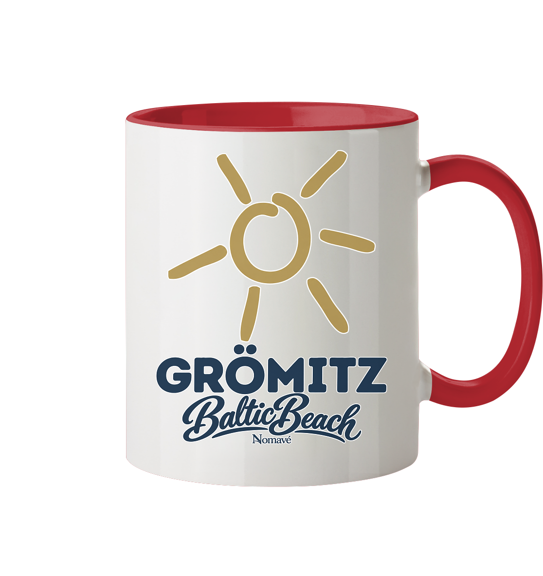 Zweifarbige Tasse 330 ml Grömitz Sonne Baltic Beach – Rot, Shirtigo-Originalmockup 11