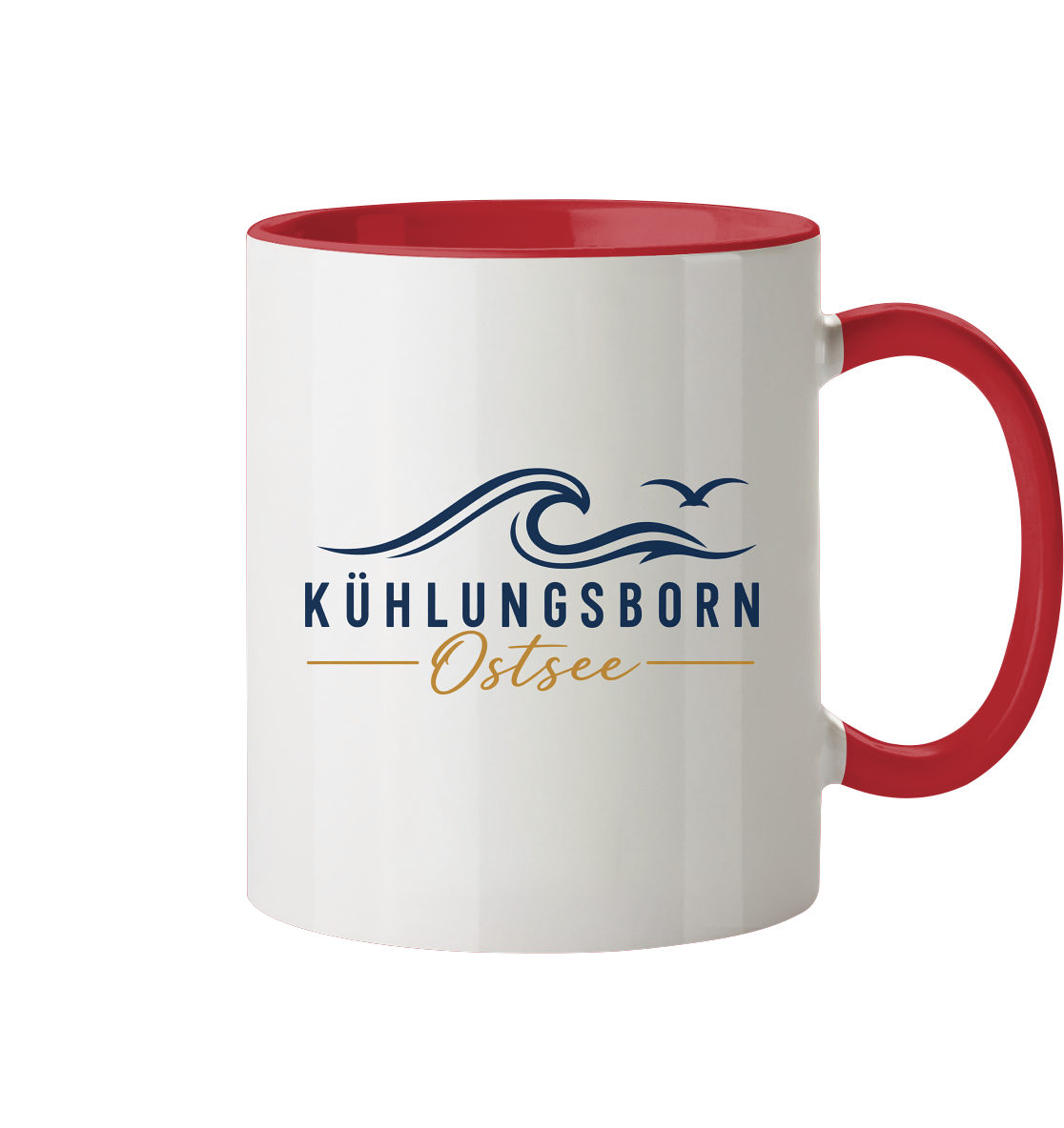 Kühlungsborn Baltic Waves Zweifarbige Keramiktasse 330 ml Light Edition in Rot – originales Shirtigo-Produktmockup
