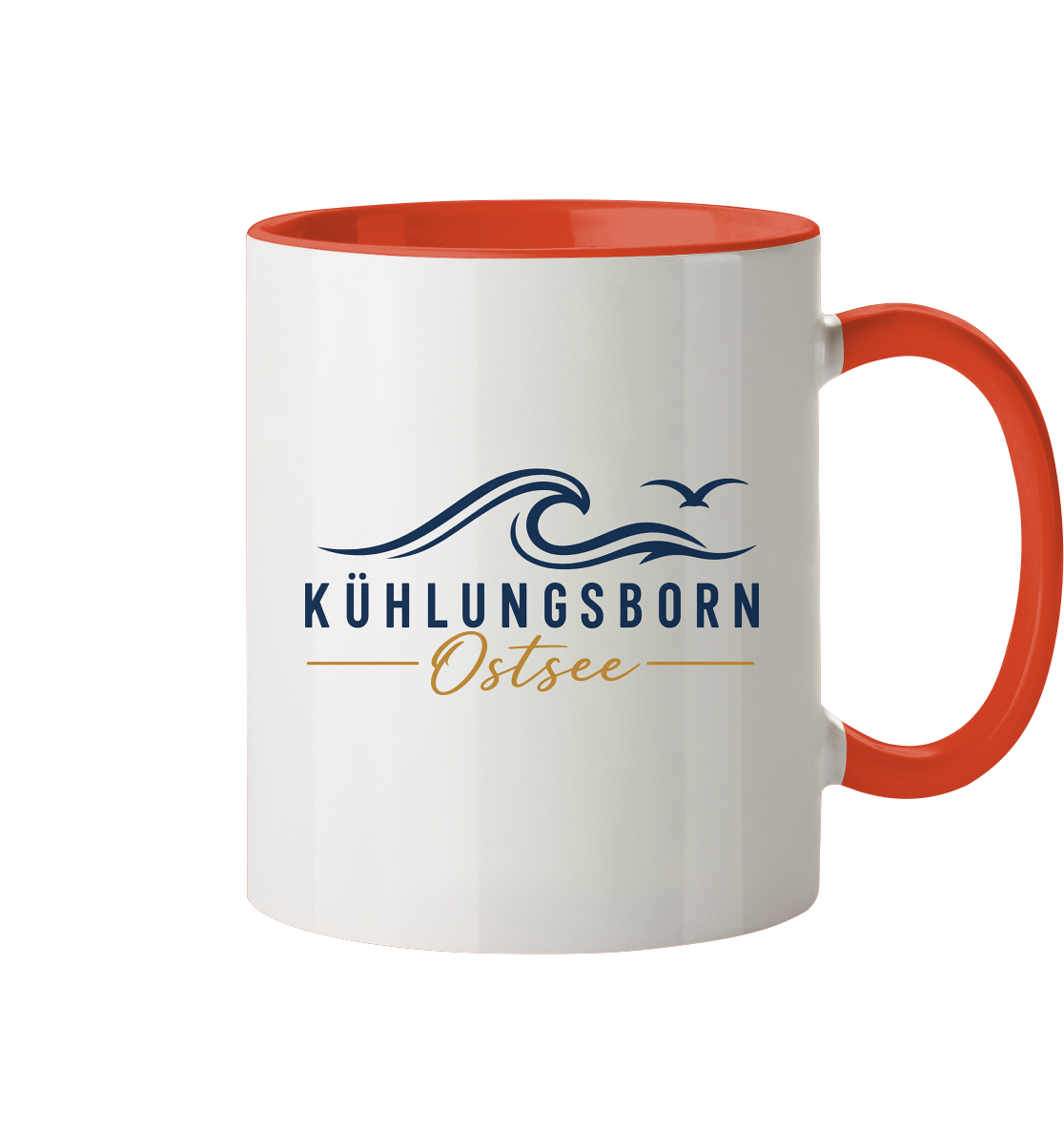 Kühlungsborn Baltic Waves Zweifarbige Keramiktasse 330 ml Light Edition in Orange – originales Shirtigo-Produktmockup