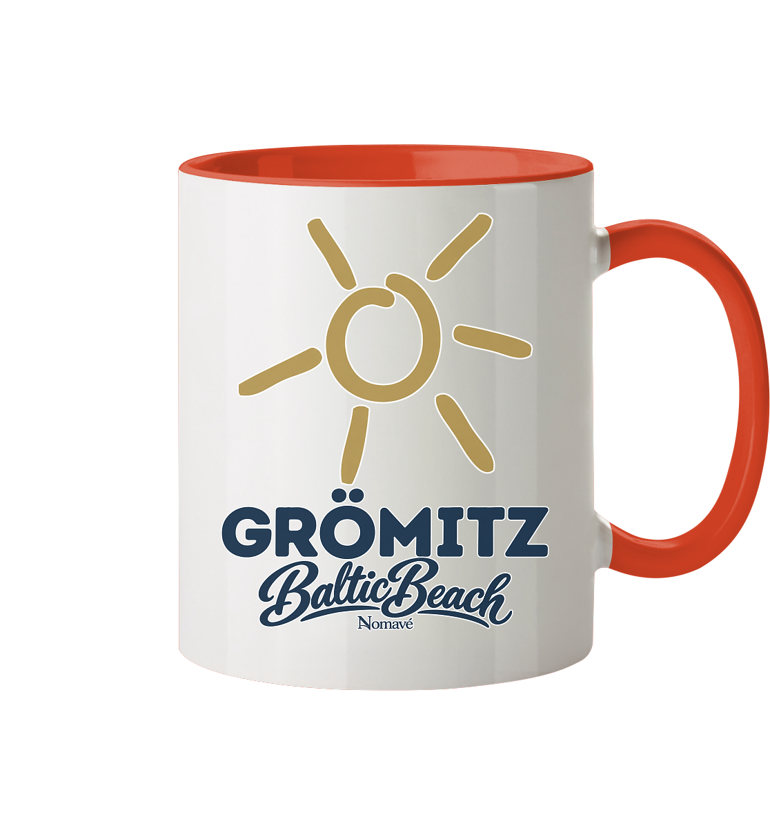 Zweifarbige Tasse 330 ml Grömitz Sonne Baltic Beach – Orange, Shirtigo-Originalmockup 3