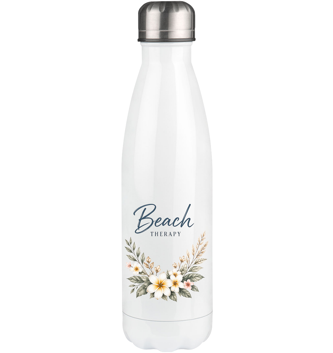 Beach Therapy | Florales Strandmotiv | Sommer | Urlaub | Meer | Blumen | - Thermoflasche 500ml
