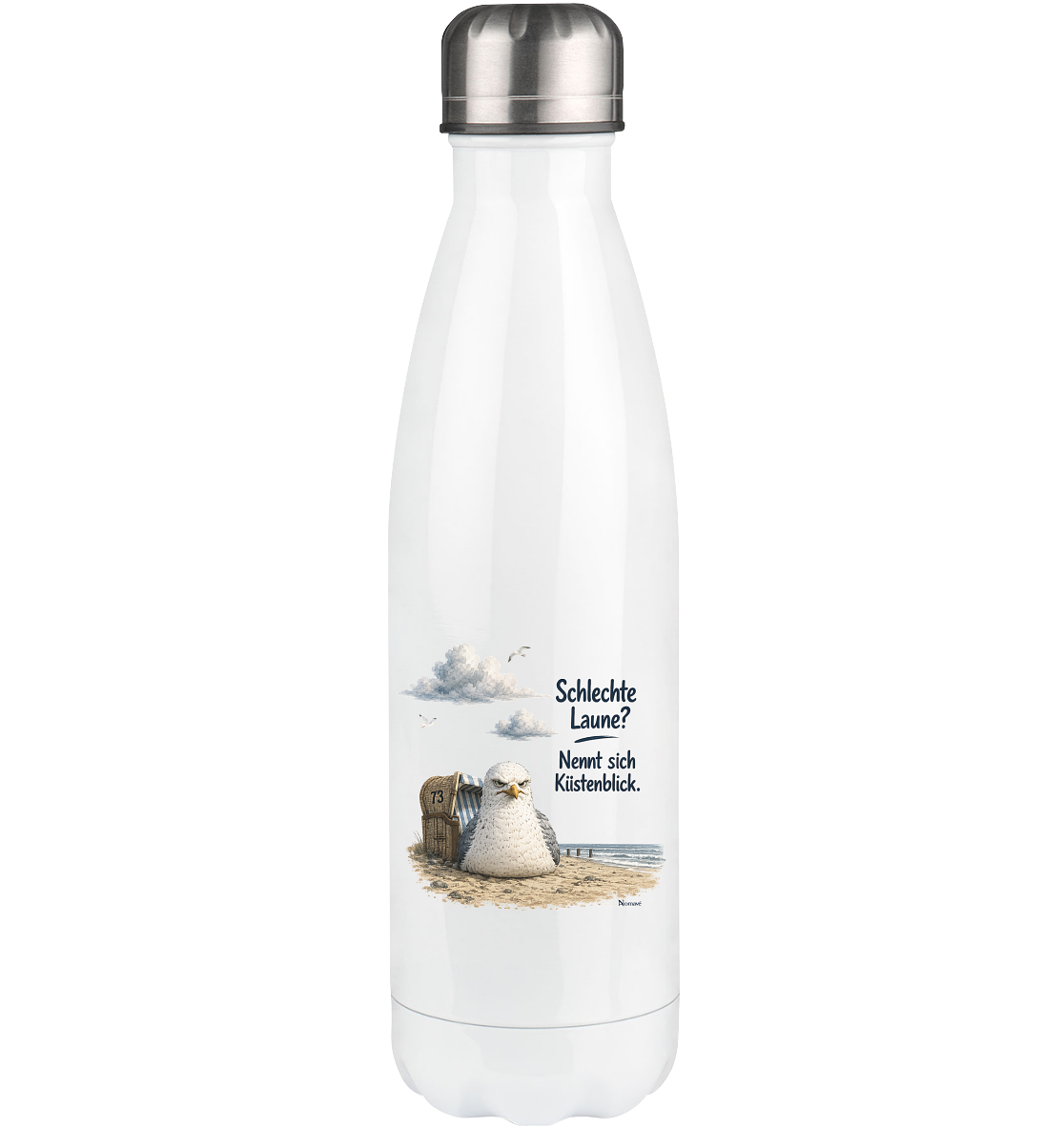 Maritimer Küstenhumor Möwen Motiv für Ostsee und Nordseefans und Meerliebhaber - Thermoflasche 500ml