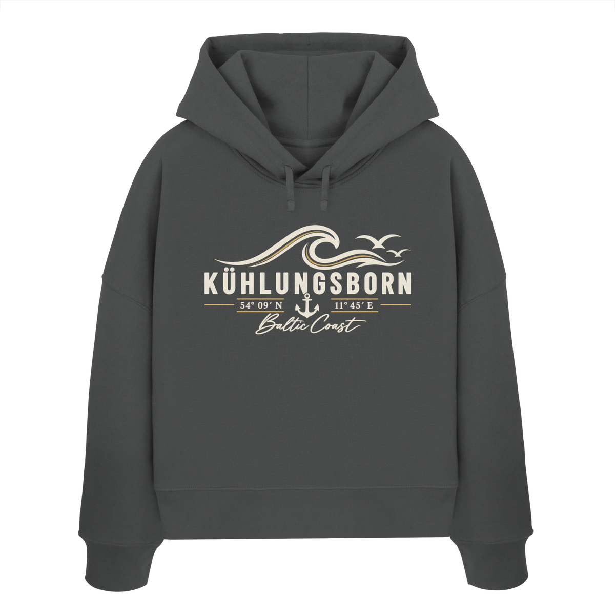 Kühlungsborn – Baltic Coast - Dark Edition - Damen Boxcut Hoodie 100% Bio Baumwolle