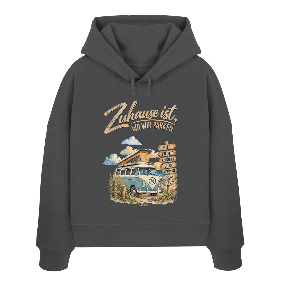 Zuhause ist, wo wir parken – Vanlife & Camping - Damen Bio Boxcut Hoodie