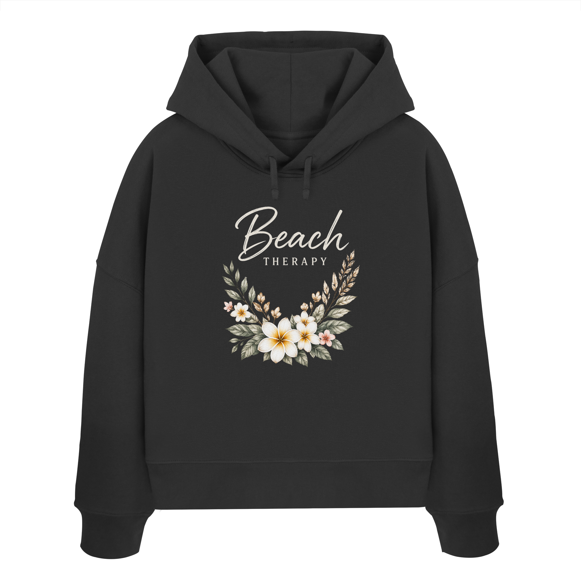 Beach Therapy – Floral Collection | Helle Schrift  - Womens Organic Boxcut Hoodie