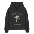 Damen Bio Boxcut Hoodie in Black mit Koh Phangan Mini Palm Frontprint – Original-Shirtigo-Mockup