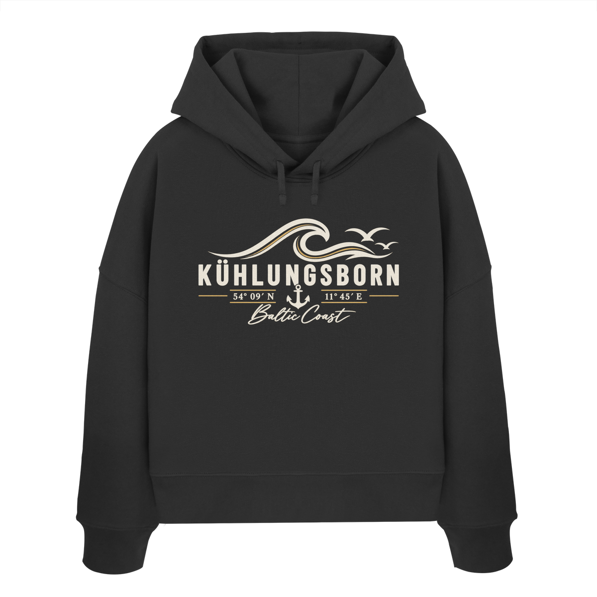 Kühlungsborn – Baltic Coast - Dark Edition - Damen Boxcut Hoodie 100% Bio Baumwolle