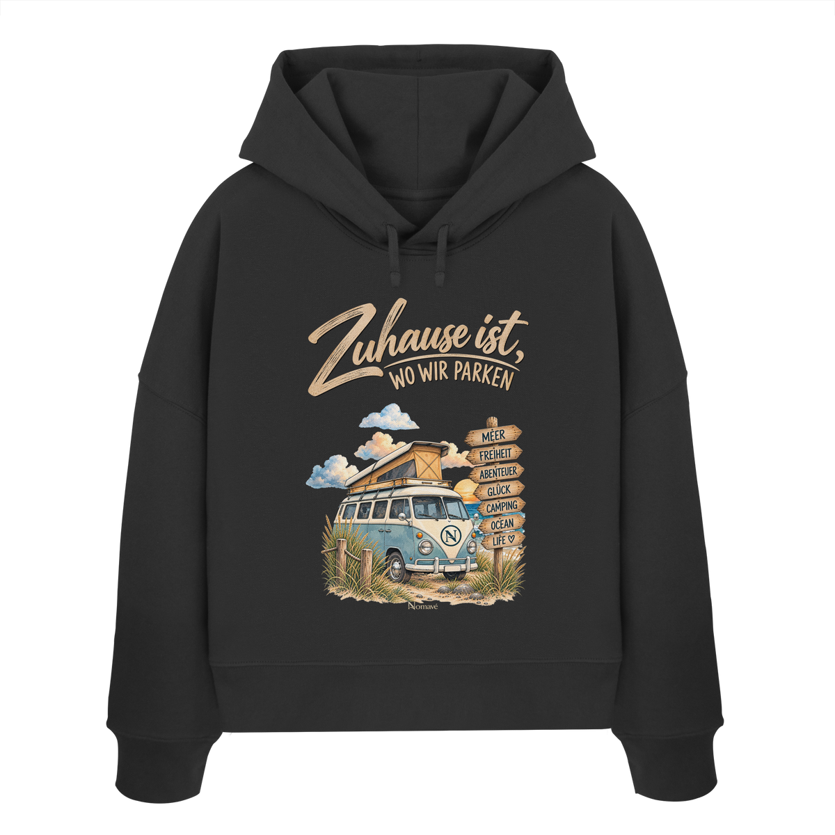 Zuhause ist, wo wir parken – Vanlife & Camping - Damen Bio Boxcut Hoodie