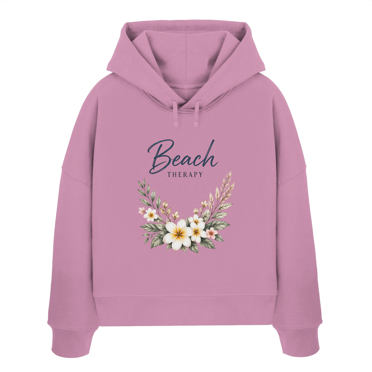 Beach Therapy | Florales Strandmotiv | Sommer | Urlaub | Meer | Blumen | - Womens Organic Boxcut Hoodie