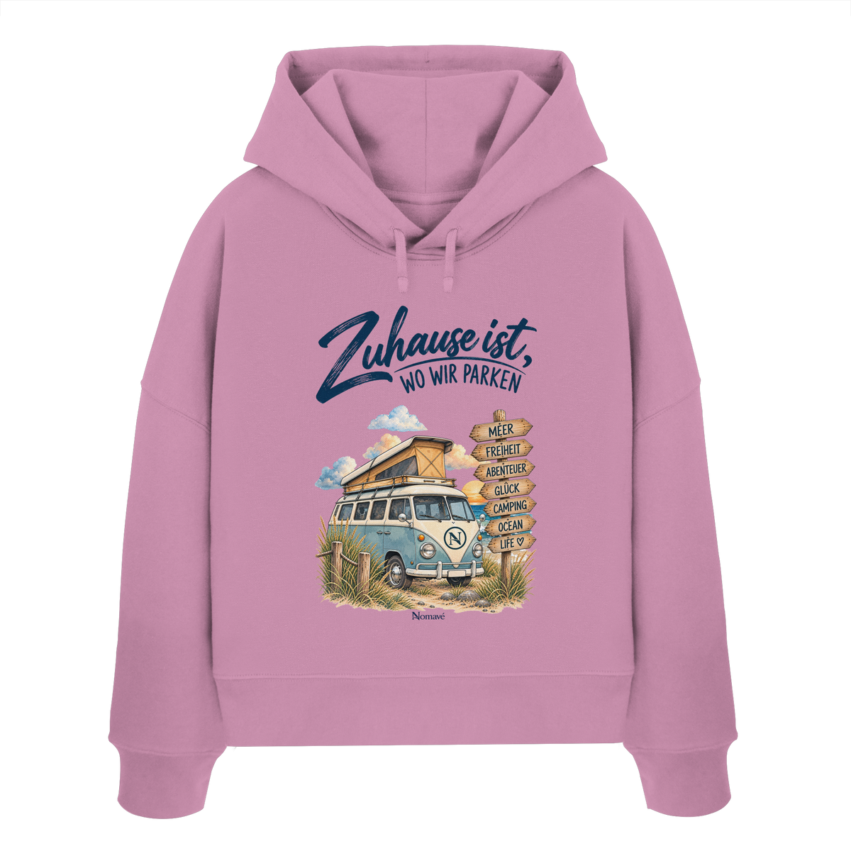 Zuhause ist, wo wir parken – Vanlife & Camping - Damen Bio Boxcut Hoodie