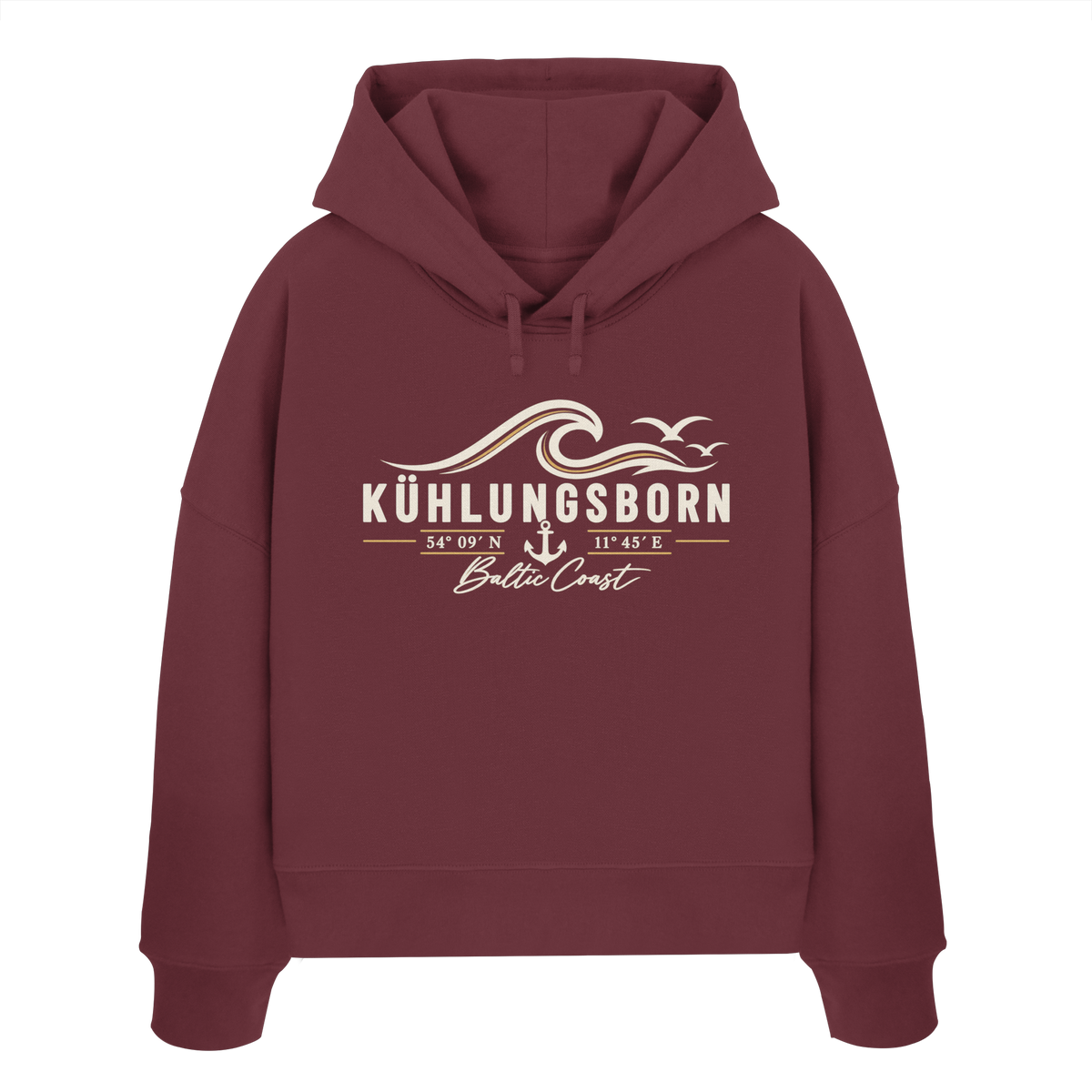 Kühlungsborn – Baltic Coast - Dark Edition - Damen Boxcut Hoodie 100% Bio Baumwolle