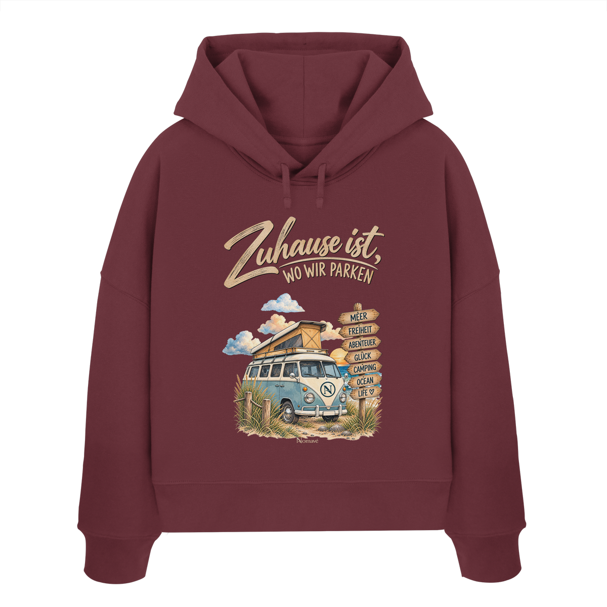 Zuhause ist, wo wir parken – Vanlife & Camping - Damen Bio Boxcut Hoodie