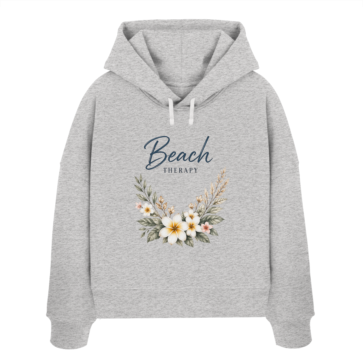Beach Therapy | Florales Strandmotiv | Sommer | Urlaub | Meer | Blumen | - Womens Organic Boxcut Hoodie