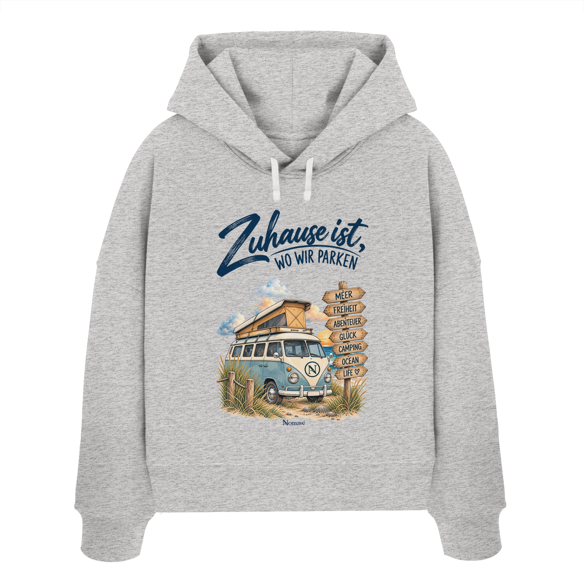 Zuhause ist, wo wir parken – Vanlife & Camping - Damen Bio Boxcut Hoodie