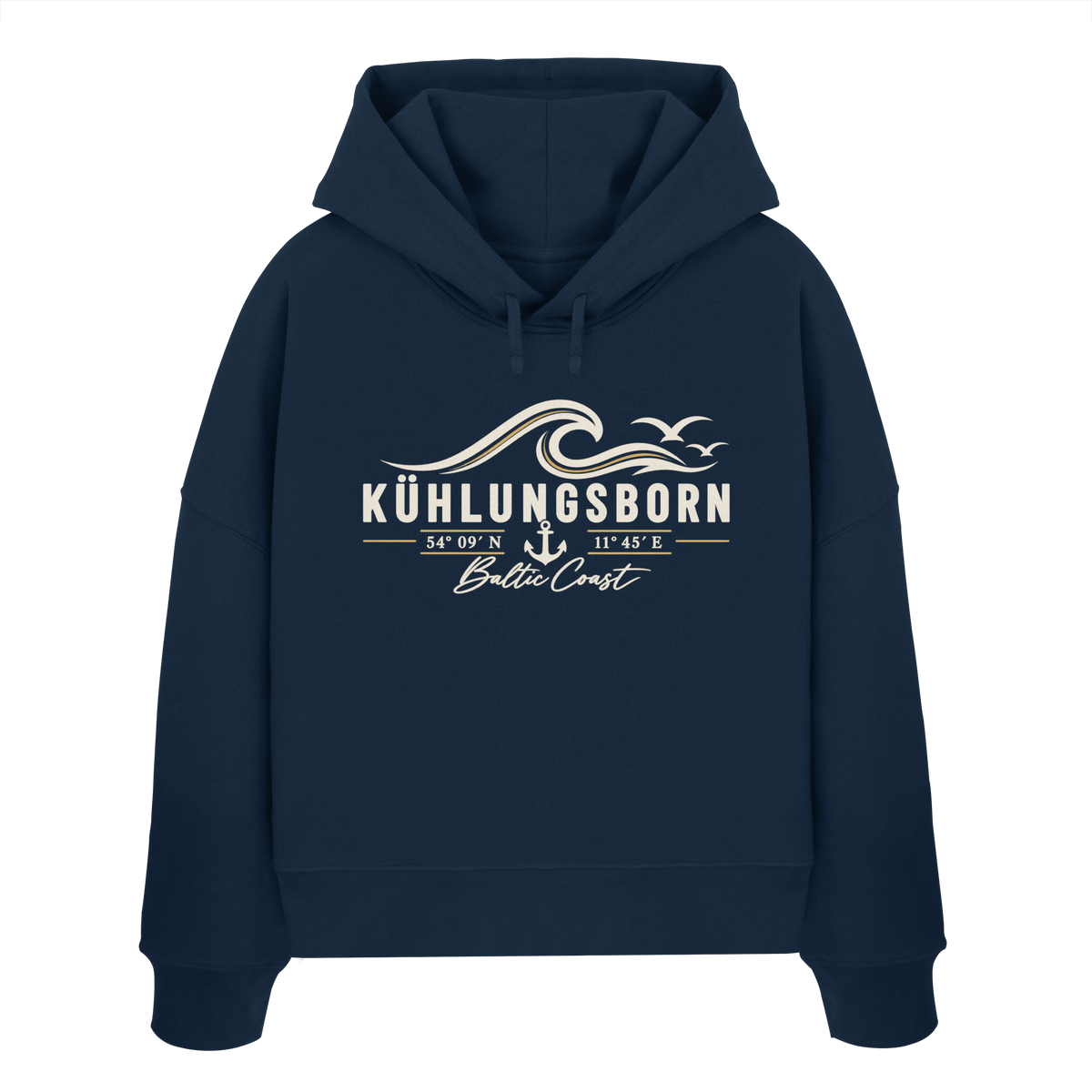 Kühlungsborn – Baltic Coast - Dark Edition - Damen Boxcut Hoodie 100% Bio Baumwolle