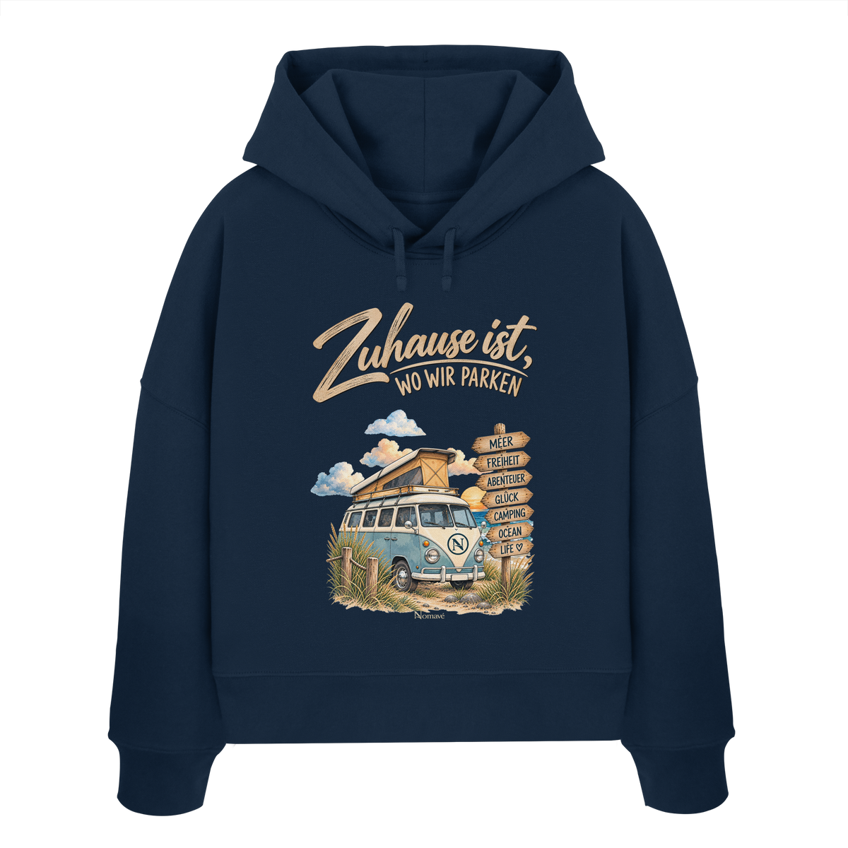 Zuhause ist, wo wir parken – Vanlife & Camping - Damen Bio Boxcut Hoodie