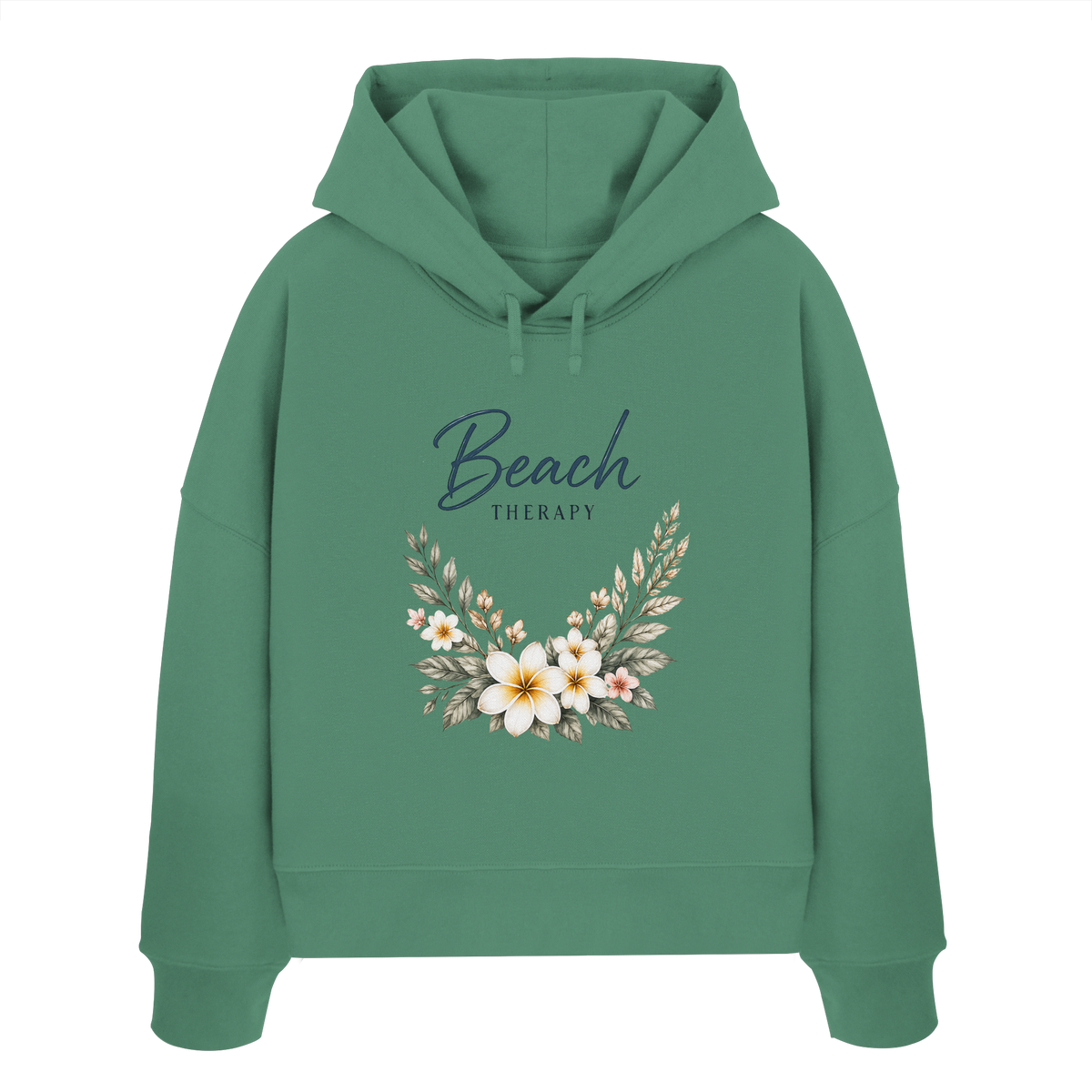 Beach Therapy | Florales Strandmotiv | Sommer | Urlaub | Meer | Blumen | - Womens Organic Boxcut Hoodie