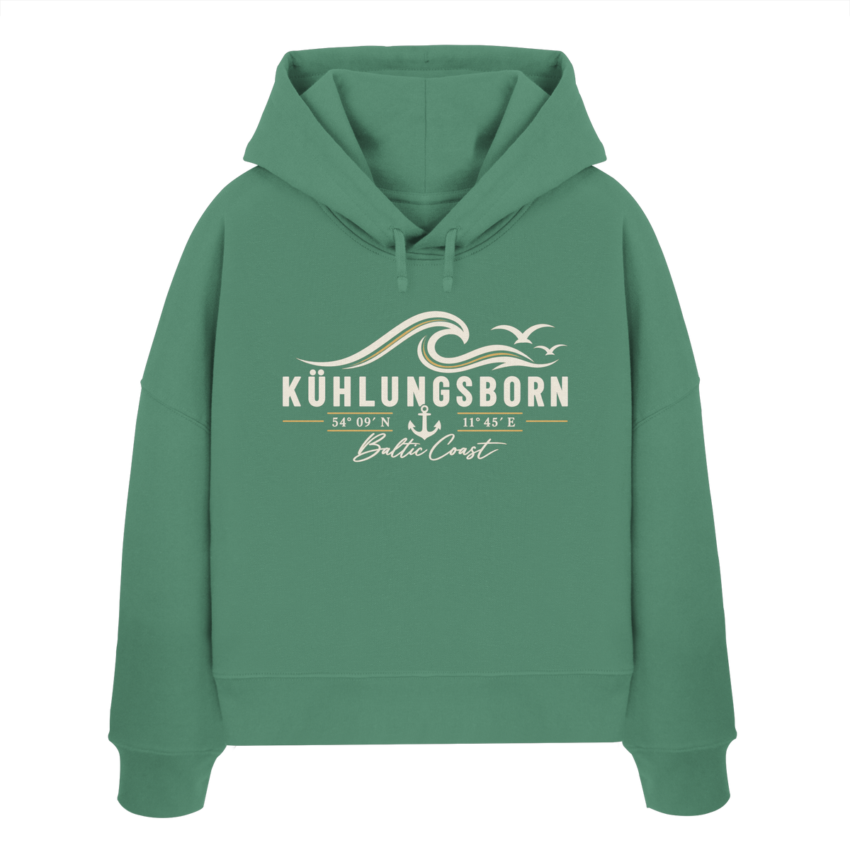 Kühlungsborn – Baltic Coast - Dark Edition - Damen Boxcut Hoodie 100% Bio Baumwolle