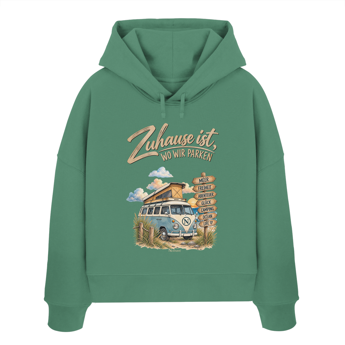 Zuhause ist, wo wir parken – Vanlife & Camping - Damen Bio Boxcut Hoodie
