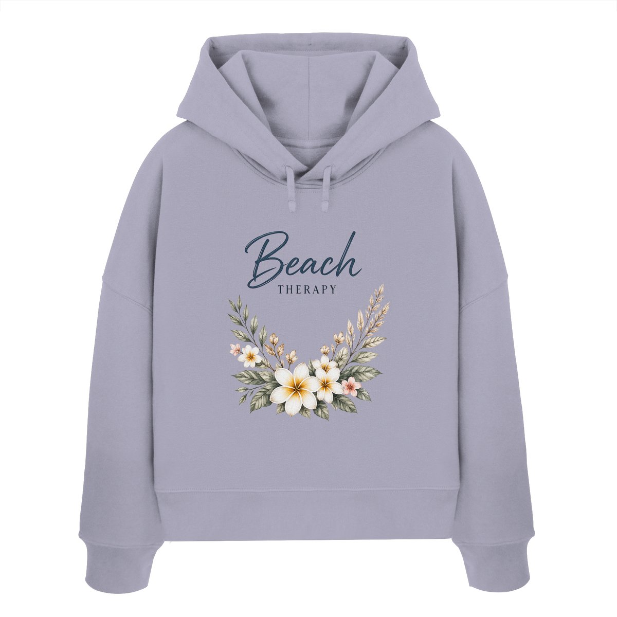 Beach Therapy | Florales Strandmotiv | Sommer | Urlaub | Meer | Blumen | - Womens Organic Boxcut Hoodie