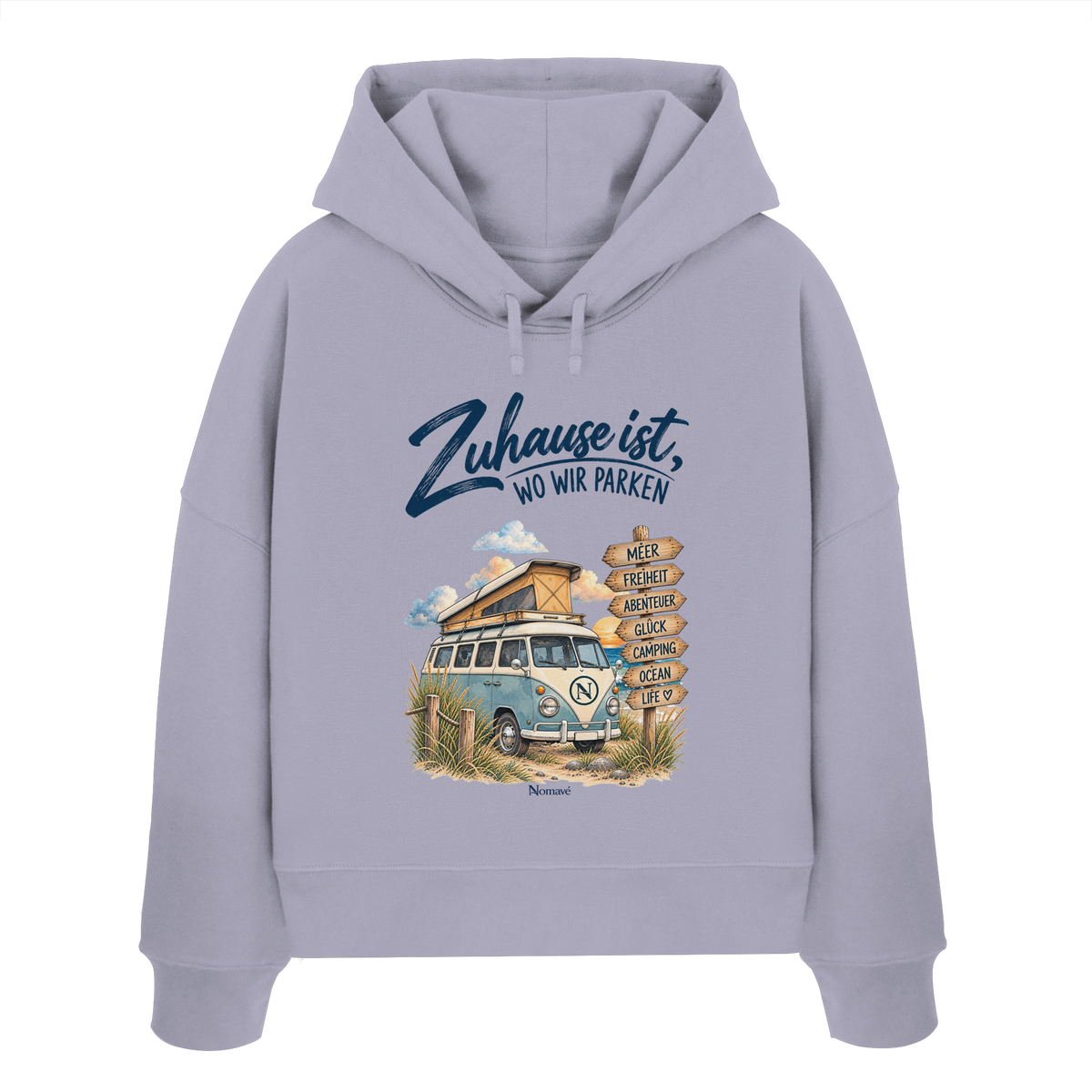 Zuhause ist, wo wir parken – Vanlife & Camping - Damen Bio Boxcut Hoodie
