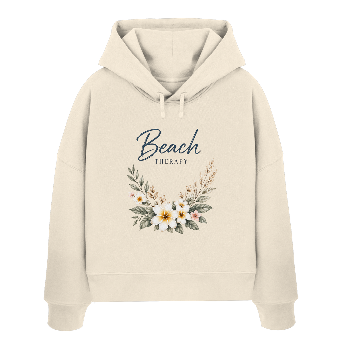 Beach Therapy | Florales Strandmotiv | Sommer | Urlaub | Meer | Blumen | - Womens Organic Boxcut Hoodie