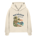 Koh Phangan Good Vibes Only – Damen Bio Boxcut Hoodie – Frontprint – Original-Mockup womens organic boxcut hoodie natural raw mit Motivdruck