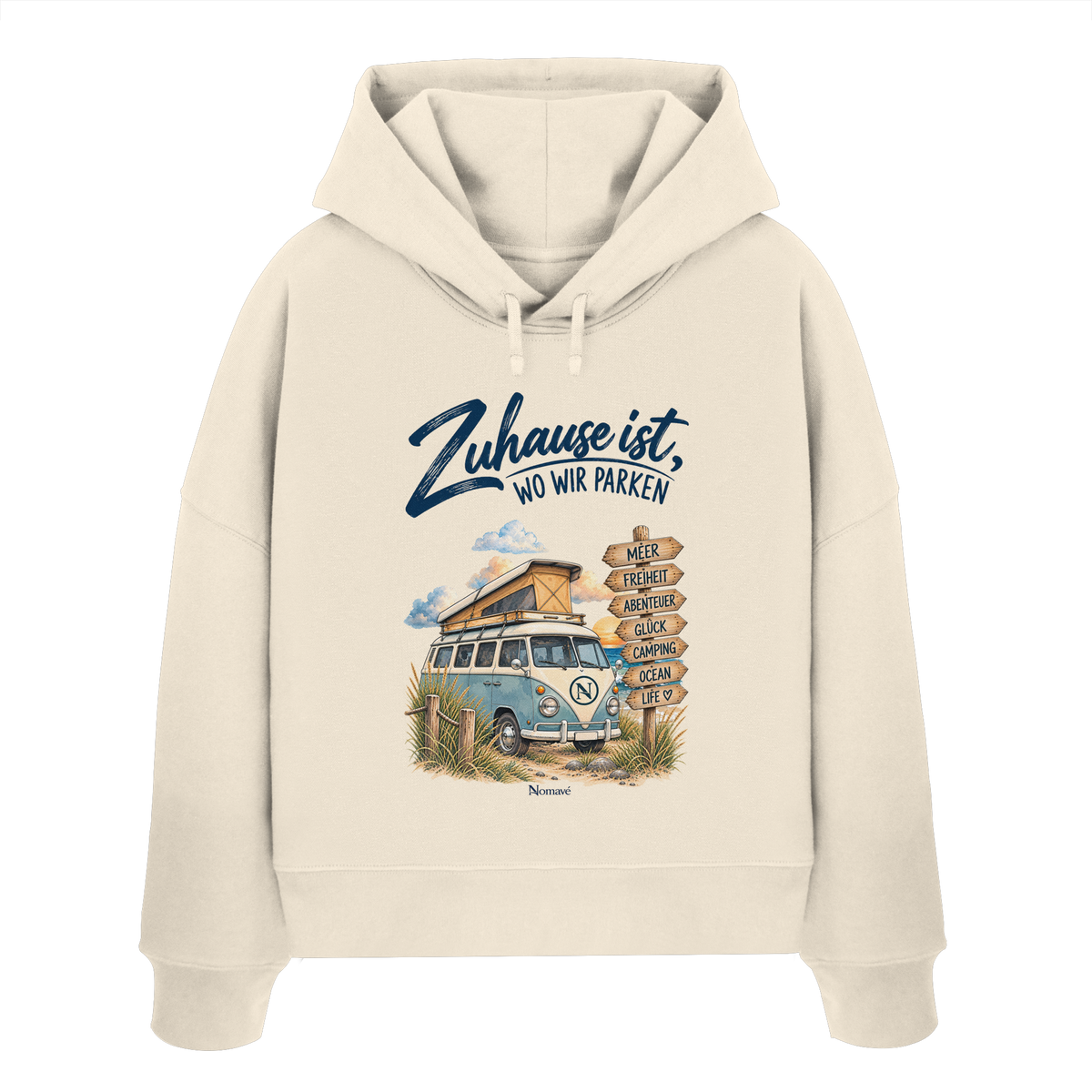 Zuhause ist, wo wir parken – Vanlife & Camping - Damen Bio Boxcut Hoodie