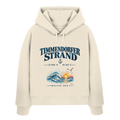 Original-Mockup 1: Damen Bio-Boxcut-Hoodie in Natural Raw mit Timmendorfer Strand – Baltic Sea Frontprint.