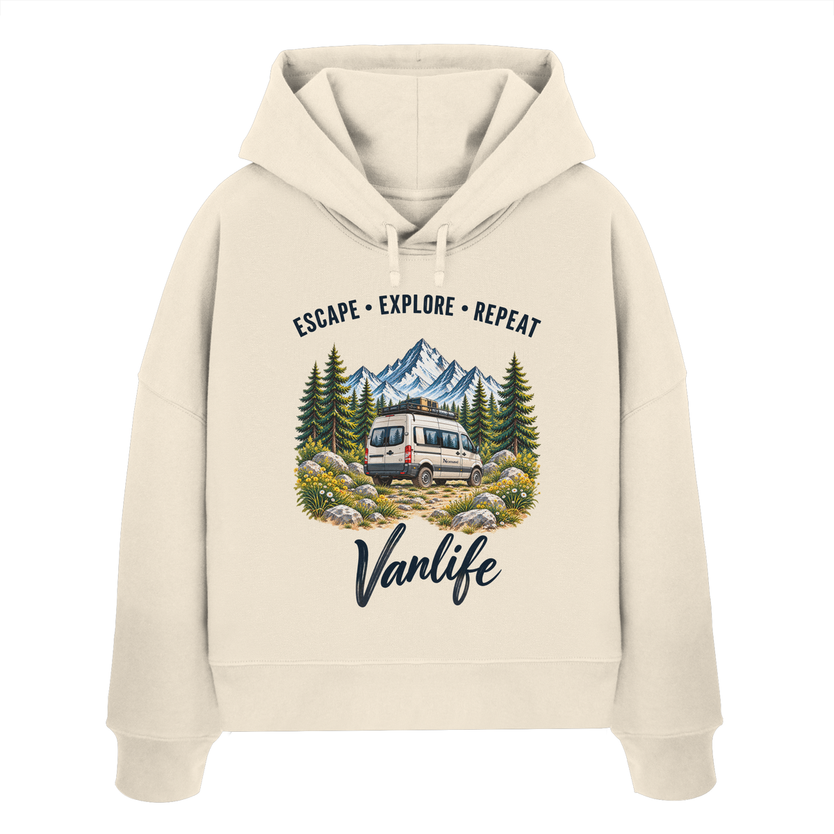Escape • Explore • Repeat – Vanlife - Damen Bio Boxcut Hoodie