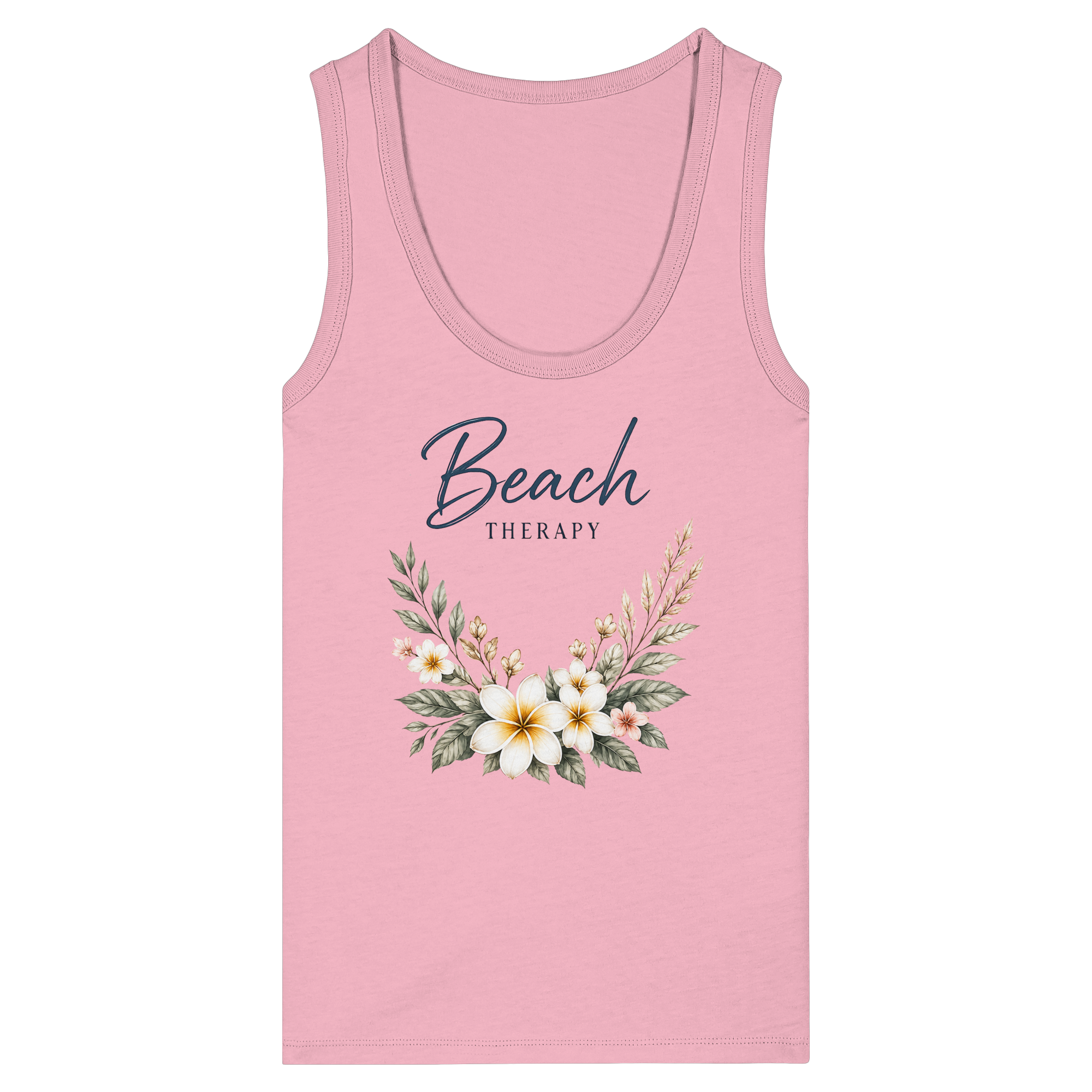 Beach Therapy | Florales Strandmotiv | Sommer | Urlaub | Meer | Blumen | - Womens Organic Fitted Tank Top