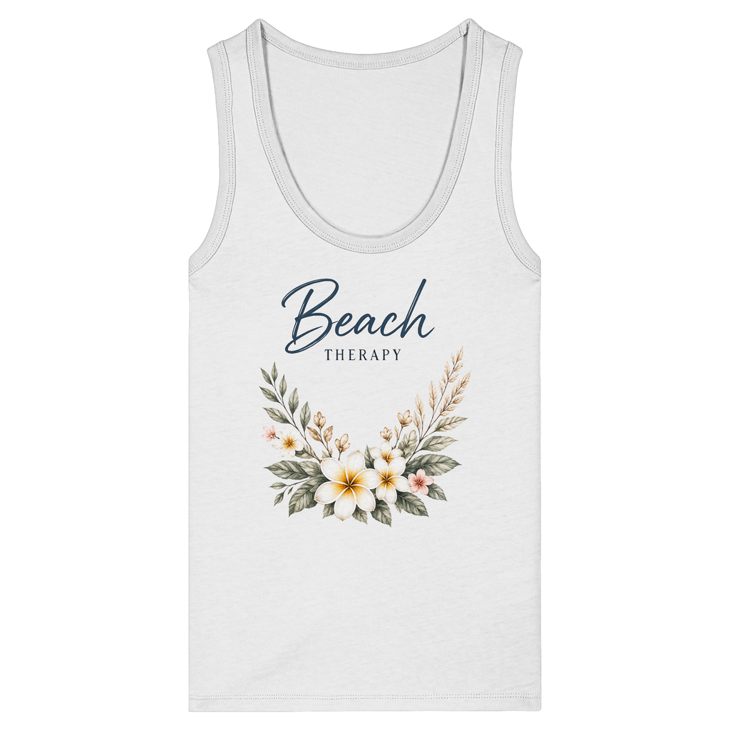 Beach Therapy | Florales Strandmotiv | Sommer | Urlaub | Meer | Blumen | - Womens Organic Fitted Tank Top