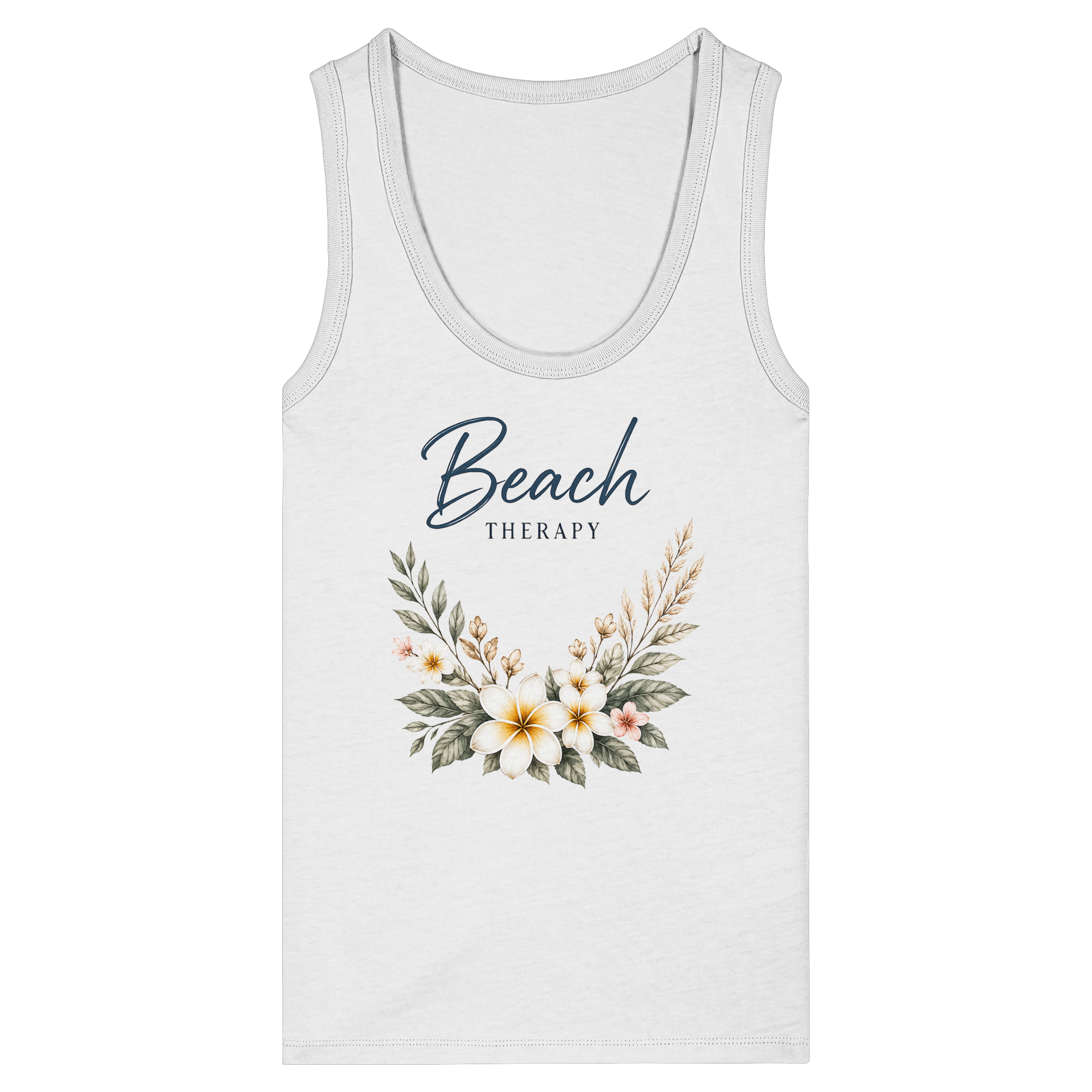 Beach Therapy | Florales Strandmotiv | Sommer | Urlaub | Meer | Blumen | - Womens Organic Fitted Tank Top