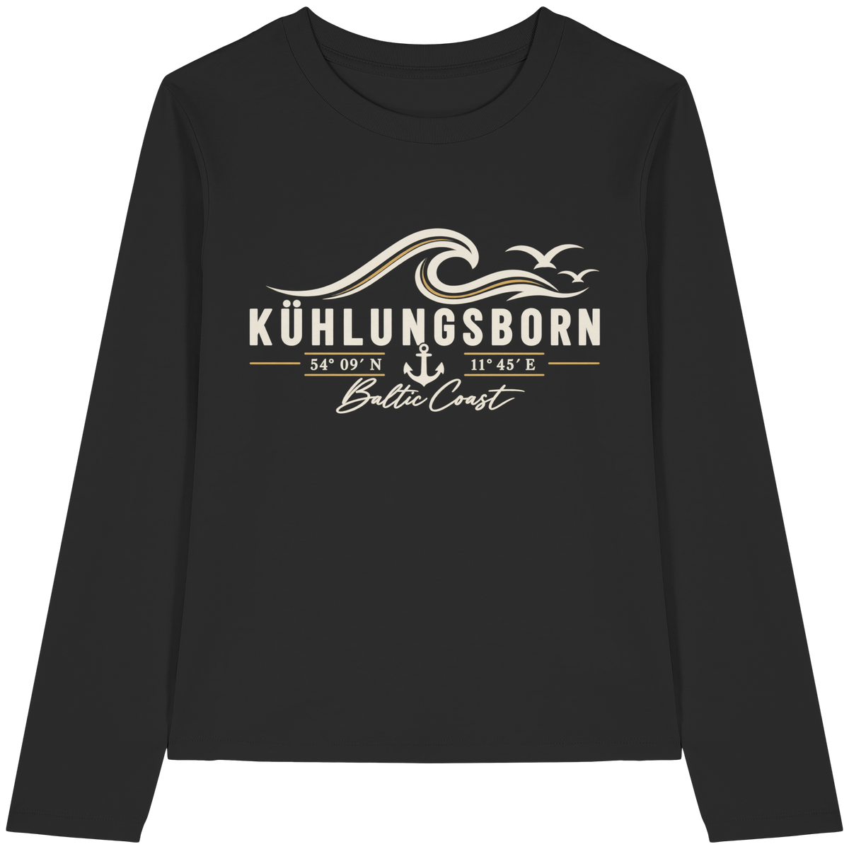 Kühlungsborn – Baltic Coast - Dark Edition - Damen Longsleeve Shirt 100% Bio Baumwolle