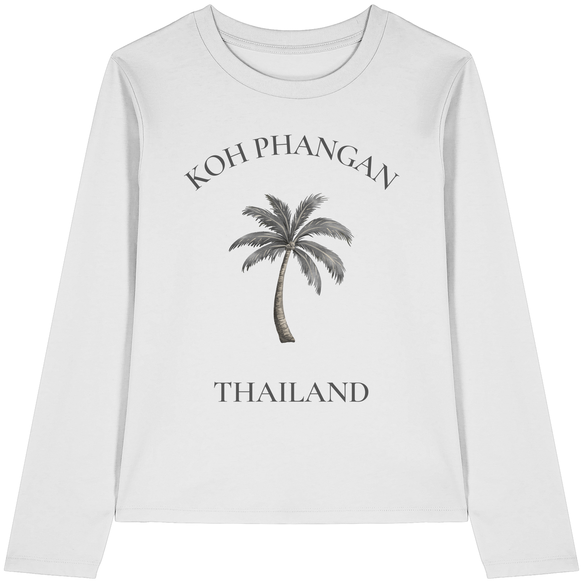 Koh Phangan – Minimal Palm | Thailand - Damen Bio Longsleeve T-Shirt