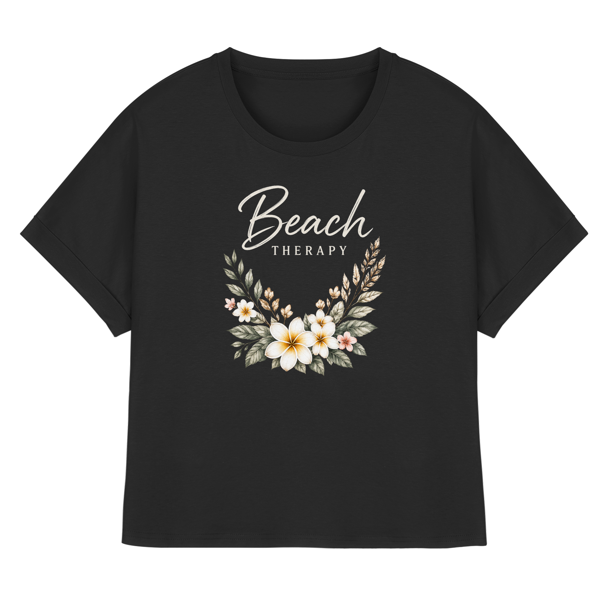 Beach Therapy – Floral Collection | Helle Schrift  - Womens Organic Rolled Sleeves T-Shirt