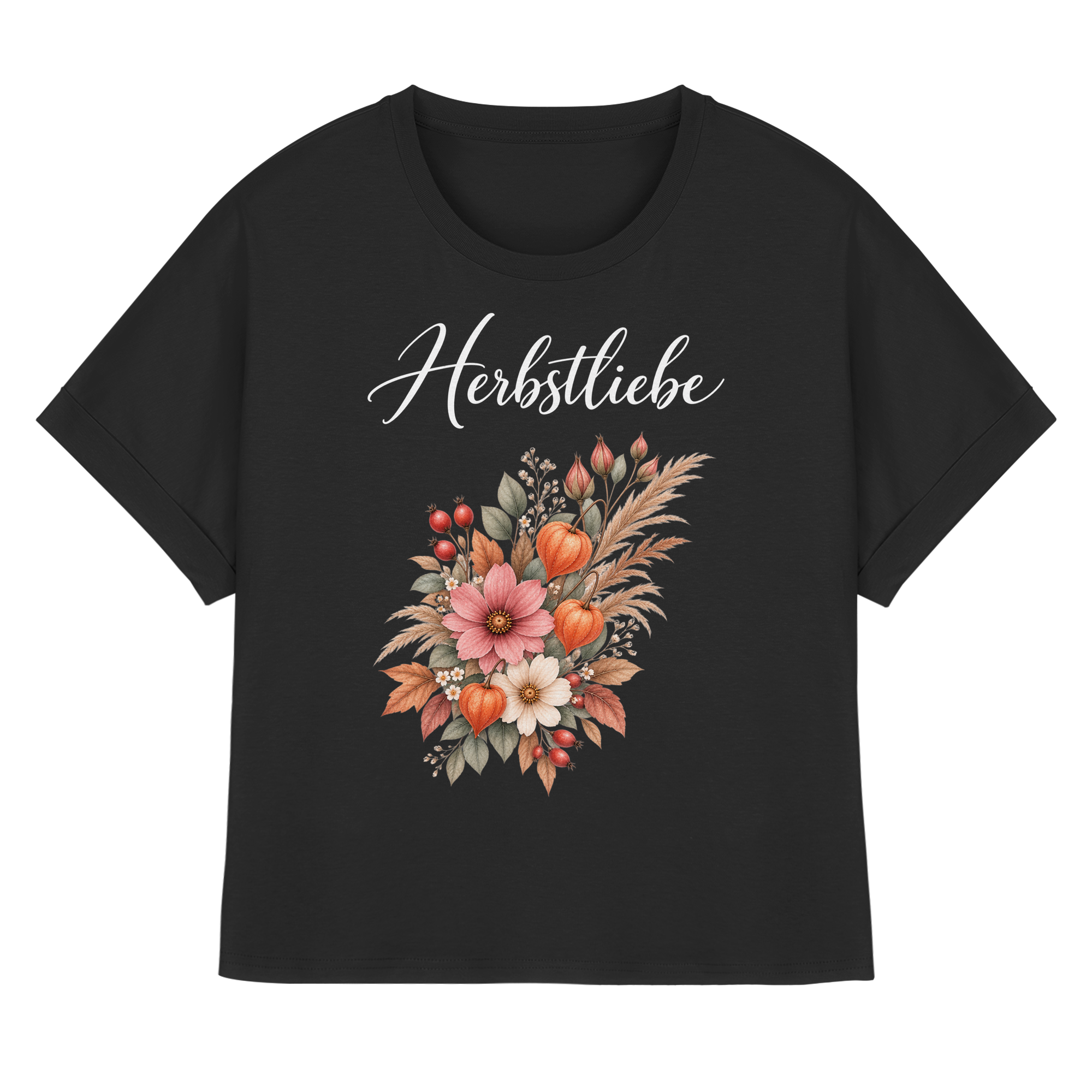 Autumn Garden - Dark Edition - - Womens Organic Rolled Sleeves T-Shirt