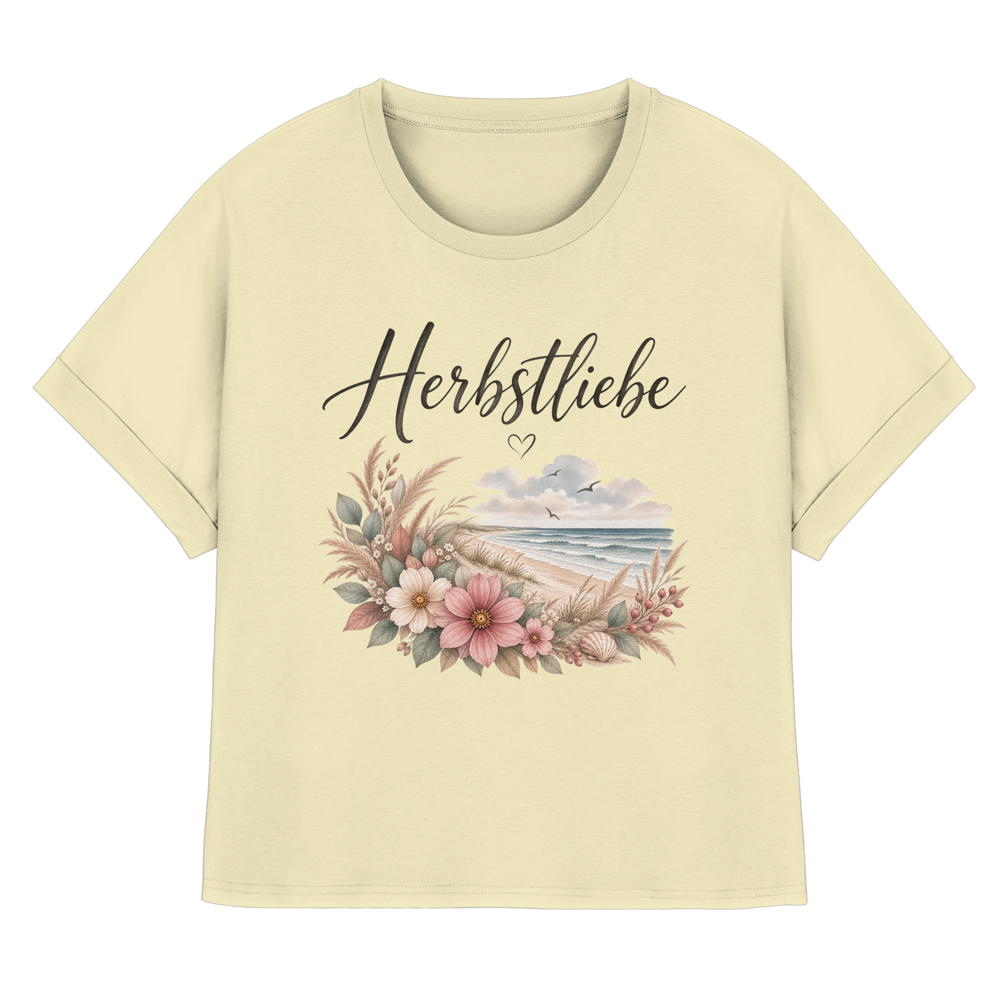 Autumn Coast – Herbstliebe am Meer - - Womens Organic Rolled Sleeves T-Shirt