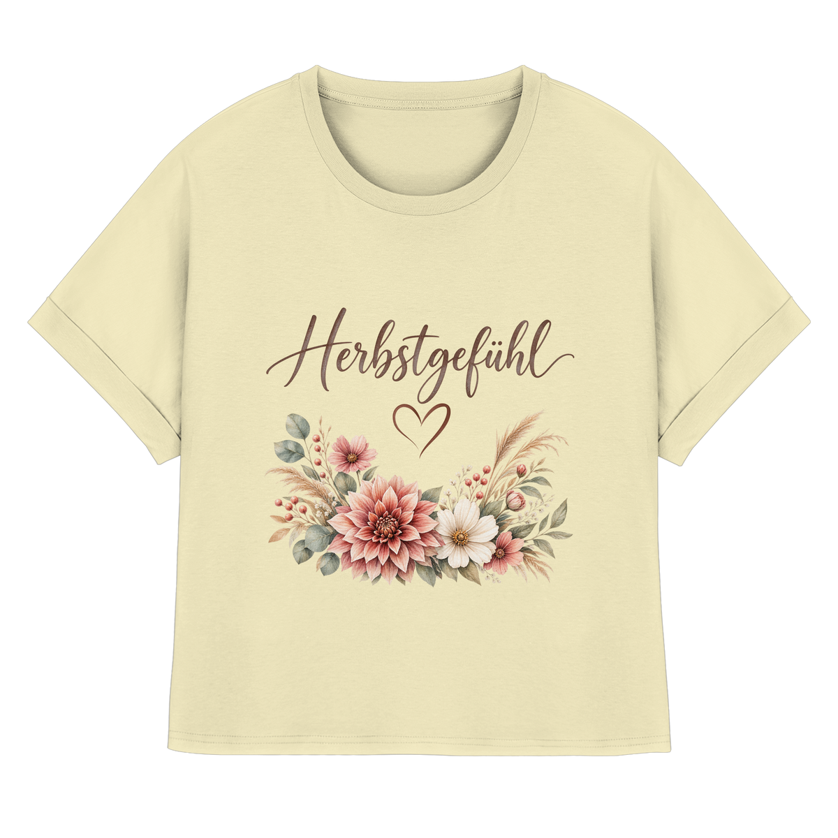 Herbstgefühl – Autumn Bloom - Womens Organic Rolled Sleeves T-Shirt