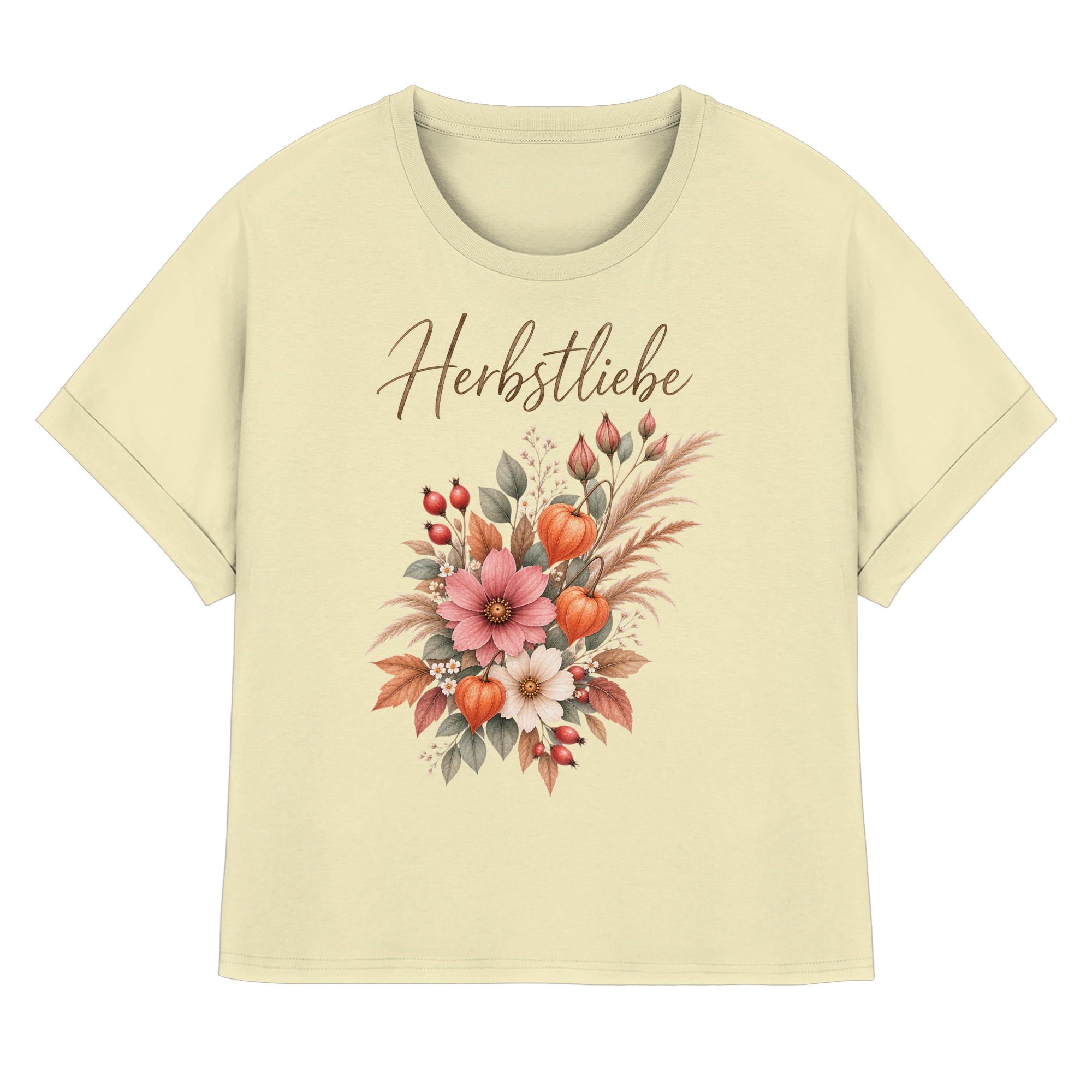 Autumn Garden – Florale Herbstliebe - Womens Organic Rolled Sleeves T-Shirt