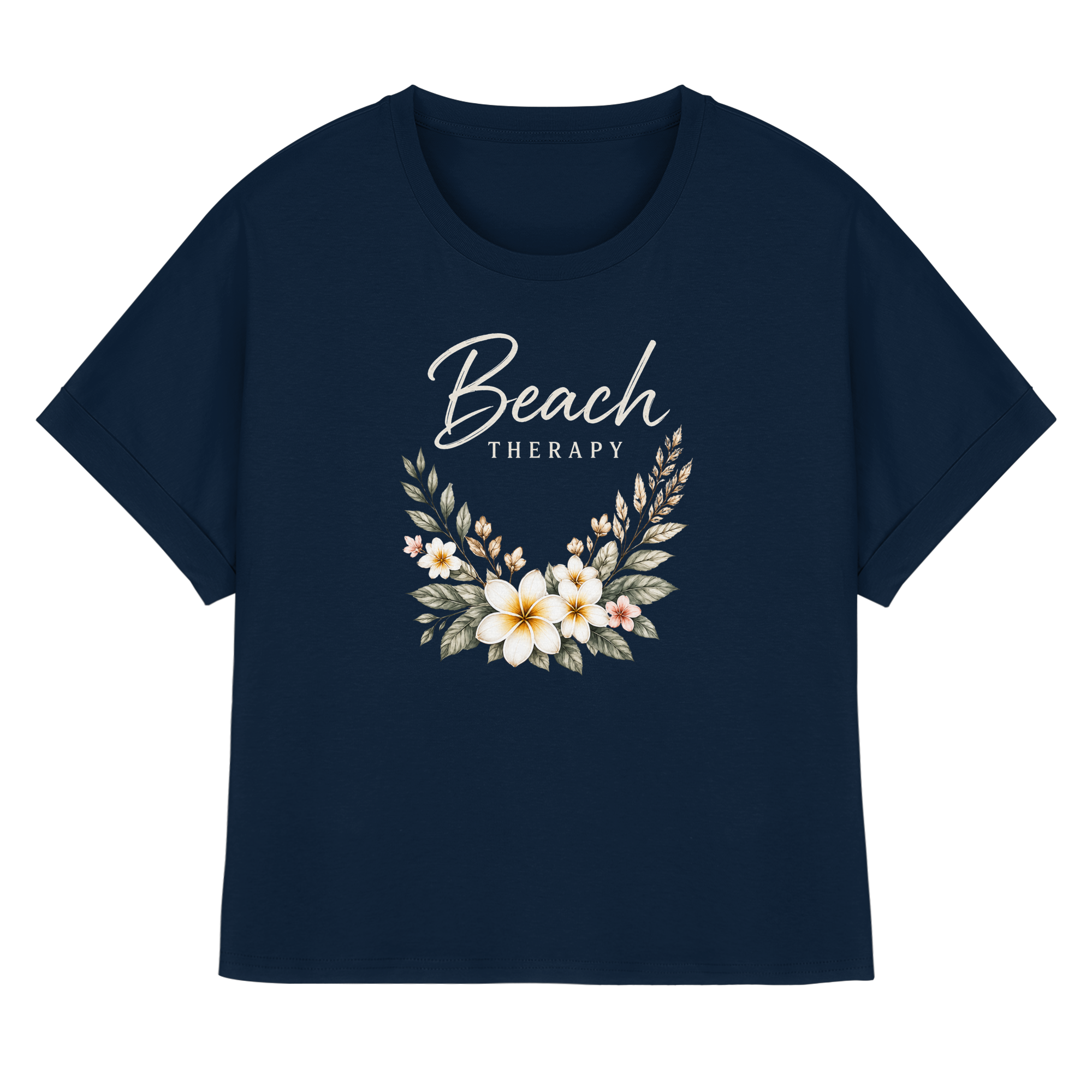 Beach Therapy – Floral Collection | Helle Schrift  - Womens Organic Rolled Sleeves T-Shirt