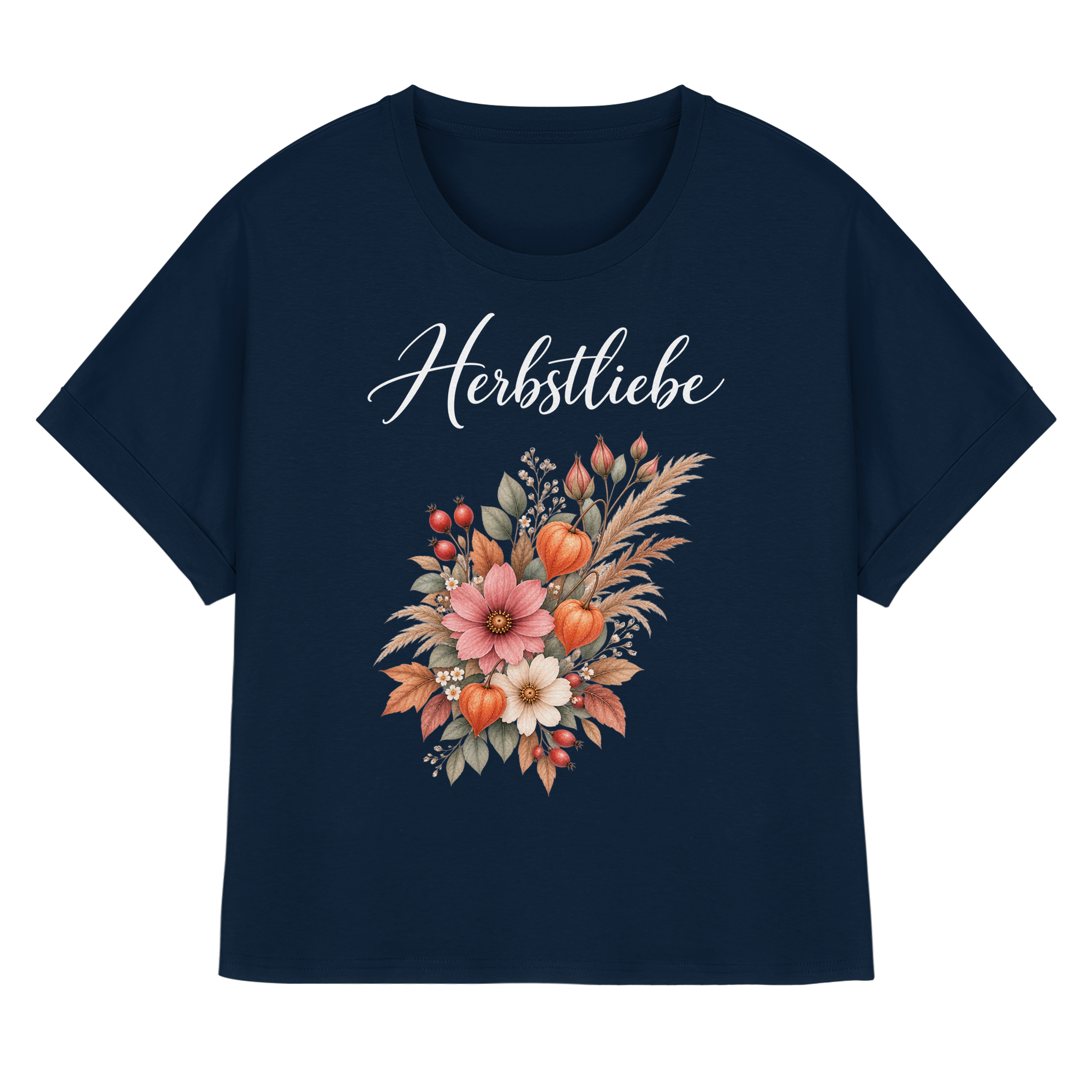 Autumn Garden - Dark Edition - - Womens Organic Rolled Sleeves T-Shirt