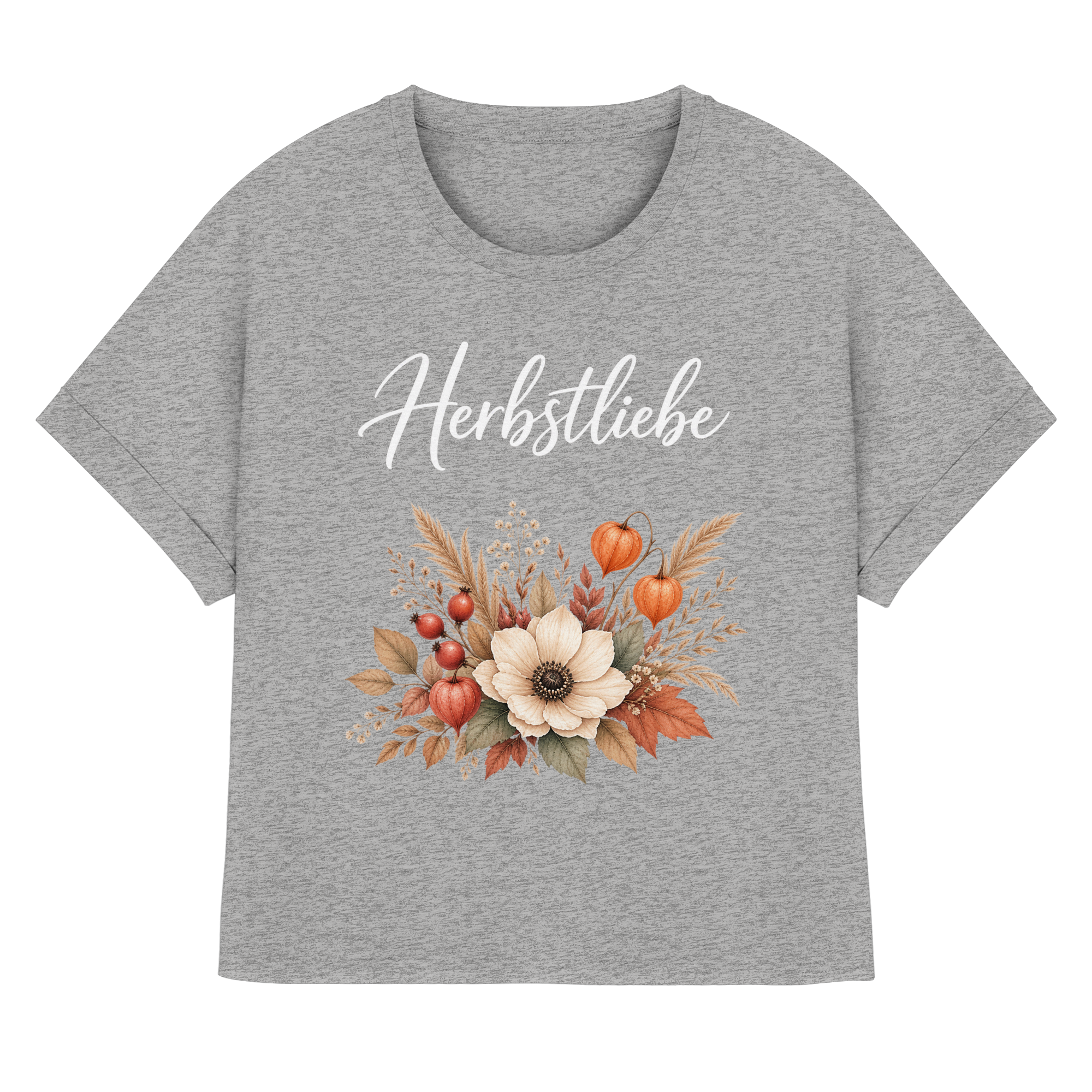 Herbstliebe – Golden Harvest - Dark Edition - - Womens Organic Rolled Sleeves T-Shirt
